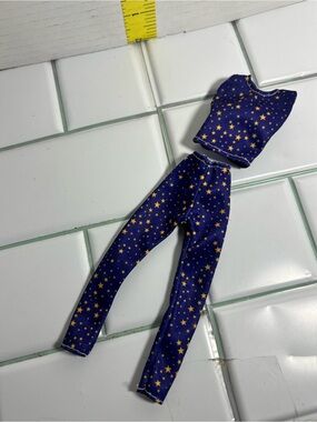 barbie doll clothes Star Print Two-Piece Doll Outfit in Navy and Gold